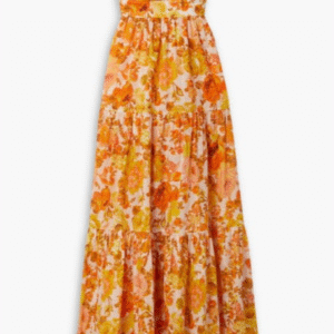 Raie strapless tiered floral-print cotton maxi dress