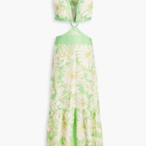 Cutout floral-print satin-twill maxi dress