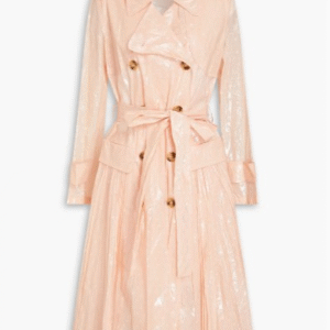 Coated point d'esprit trench coat